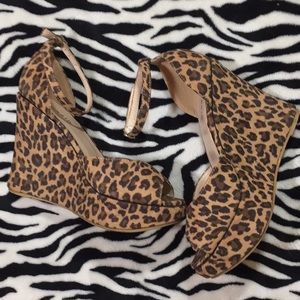 Torrid animal print wedges peep toe high heel